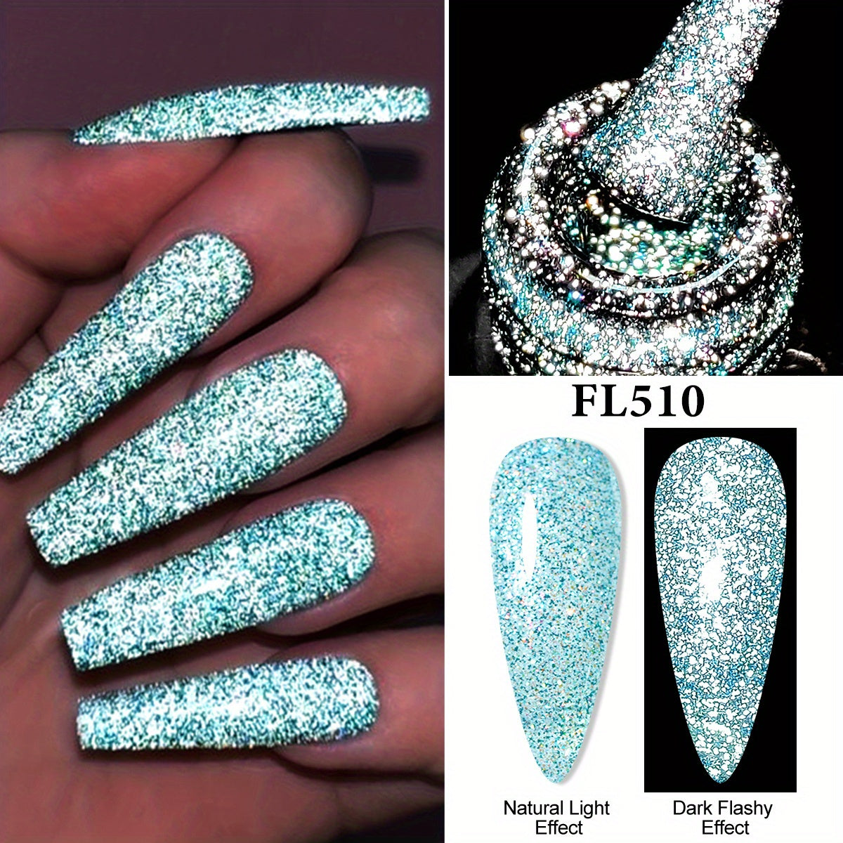FOUR LILY 0.24oz Reflective Glitter Nail Gel - Semi-Permanent Soak Off LED Varnish for Manicure, Sparkling Pink & Purple Swirls, Long-Lasting Shine, Easy Application, Nail Art Gel | Glittery Nail Polish | Vibrant Colors, Nail
